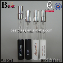 clear perfume tube glass bottle 9ml 10ml 15ml tube bottle with sprayer black atomizer